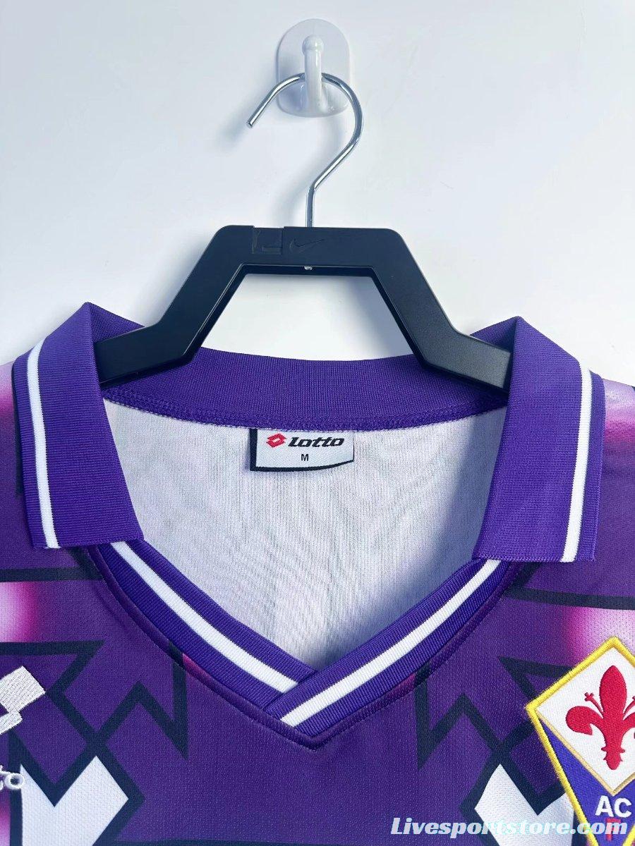 Retro 92/93 Fiorentina Away Long Sleeve  Jersey